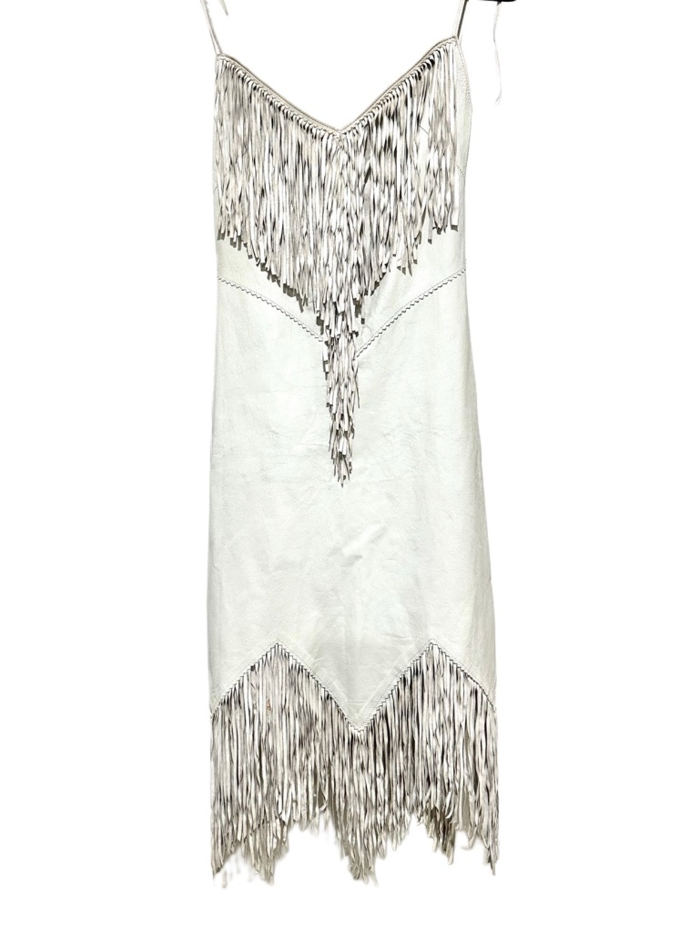 Clifford Olsen Leather from North Beach Leather fringe dress 1978 petite S